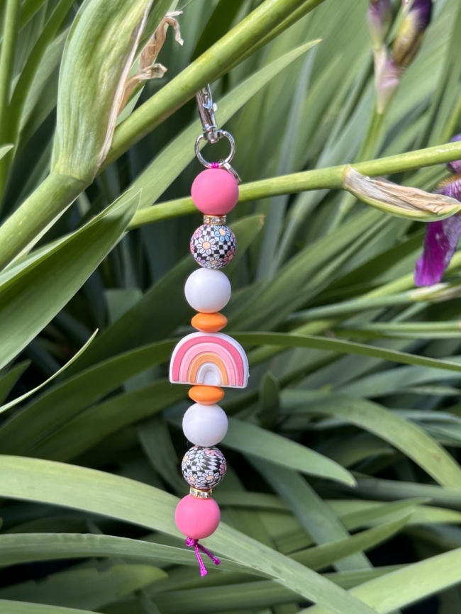 Porte clefs - Arc en ciel rose