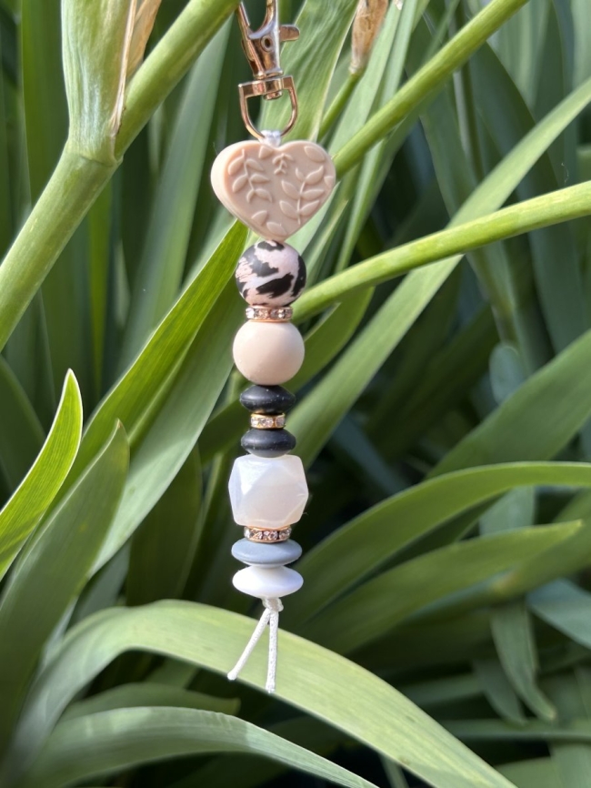 Porte clefs - Coeur beige
