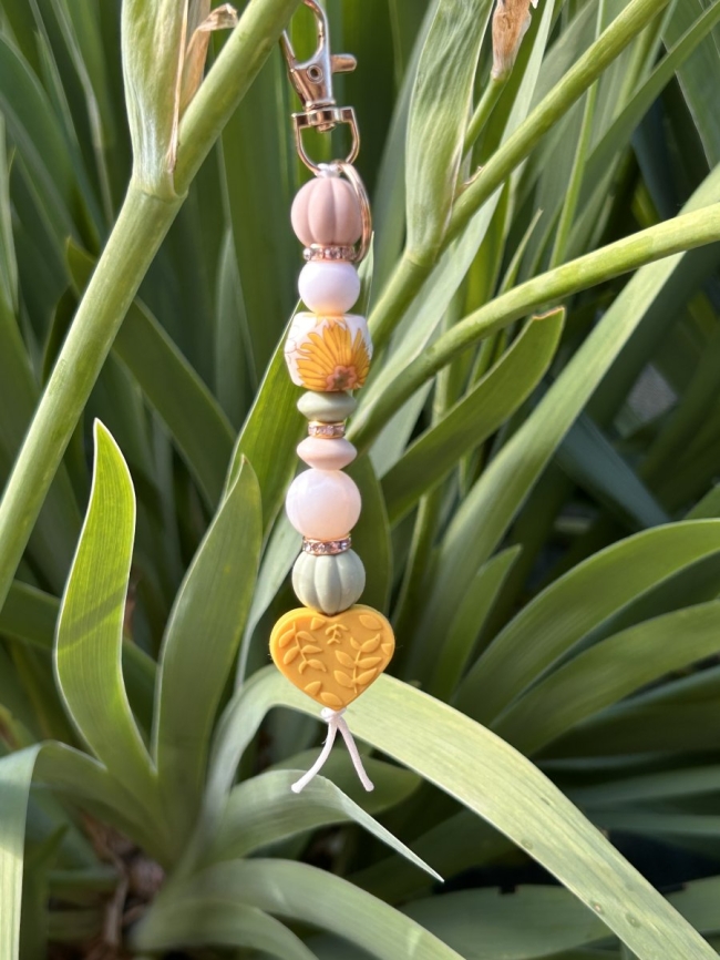 Porte clefs - Coeur jaune