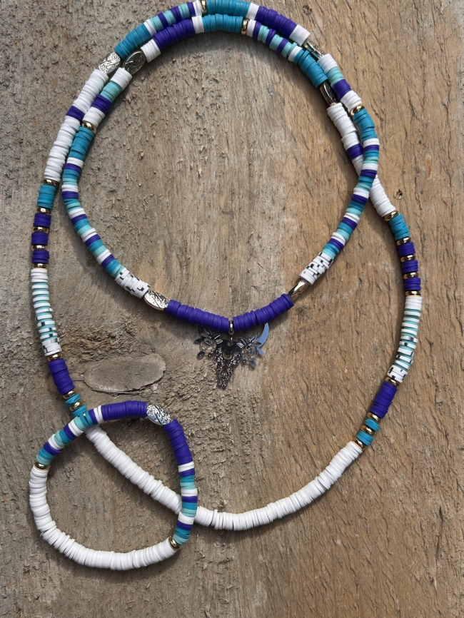 Parure - Bleu Taureau (sautoir + bracelet))